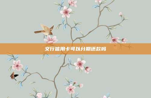 交行信用卡可以分期还款吗