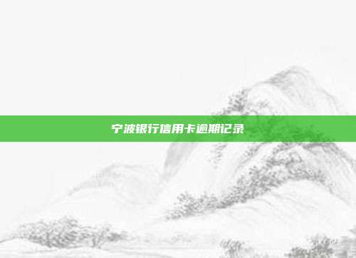 宁波银行信用卡逾期记录
