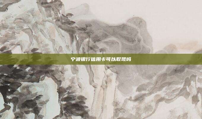 宁波银行信用卡可以取现吗