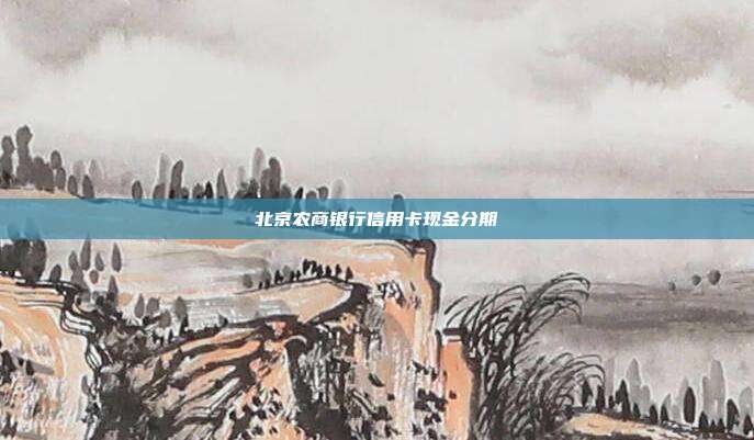 北京农商银行信用卡现金分期