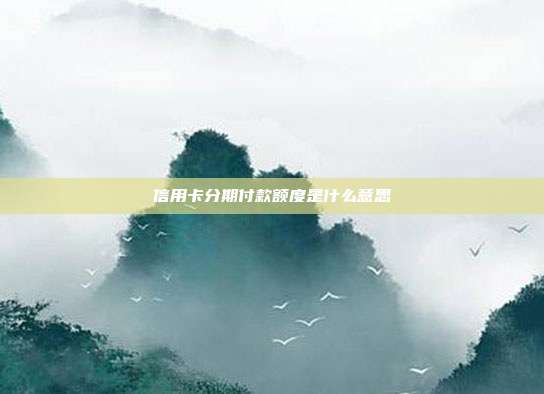 信用卡分期付款额度是什么意思
