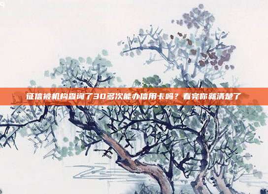 征信被机构查询了30多次能办信用卡吗?看完你就清楚了