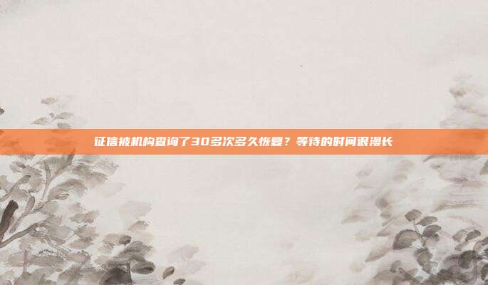 征信被机构查询了30多次多久恢复?等待的时间很漫长