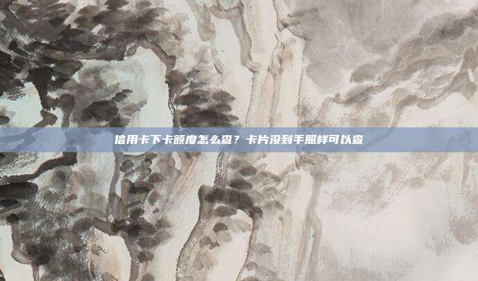 信用卡下卡额度怎么查?卡片没到手照样可以查