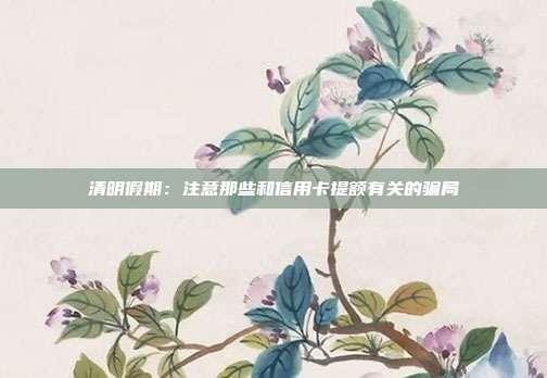 清明假期:注意那些和信用卡提额有关的骗局