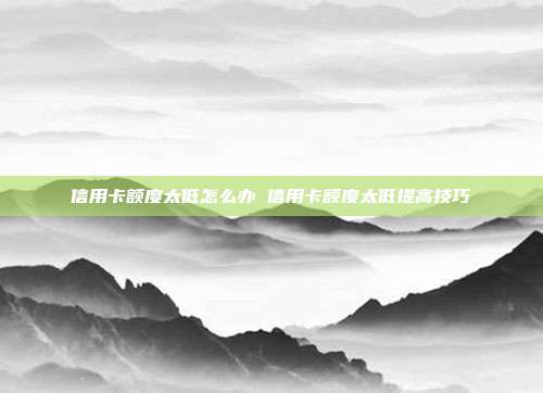 信用卡额度太低怎么办 信用卡额度太低提高技巧
