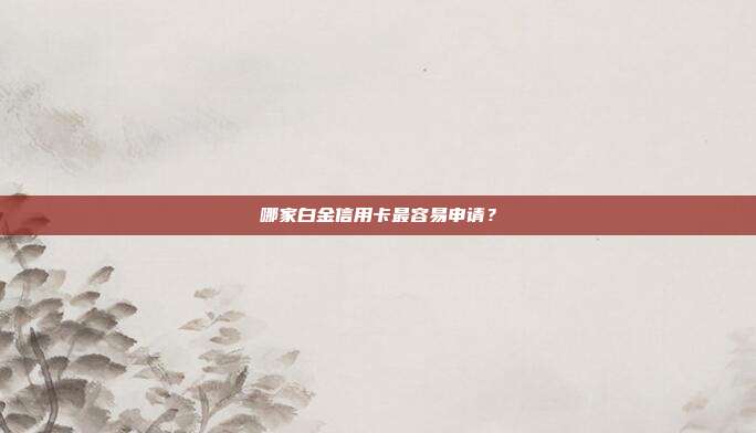 哪家白金信用卡最容易申请?