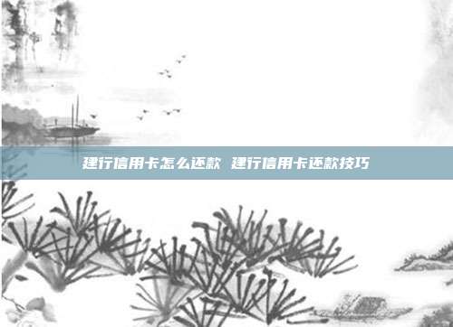 建行信用卡怎么还款 建行信用卡还款技巧