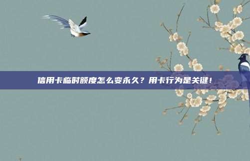 信用卡临时额度怎么变永久?用卡行为是关键!