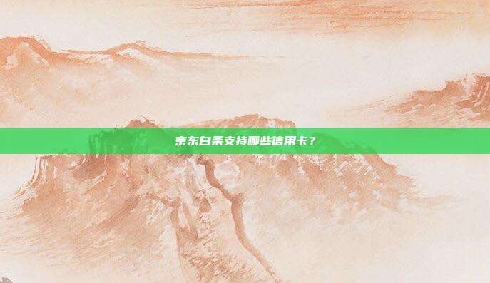京东白条支持哪些信用卡?