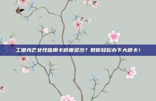 工银光芒女性信用卡额度多少?教你轻松办下大额卡!