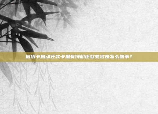 信用卡自动还款卡里有钱却还款失败是怎么回事?