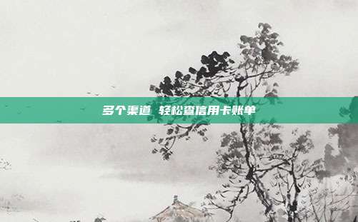 多个渠道 轻松查信用卡账单