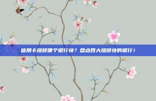 信用卡提额哪个银行快?盘点四大提额快的银行!