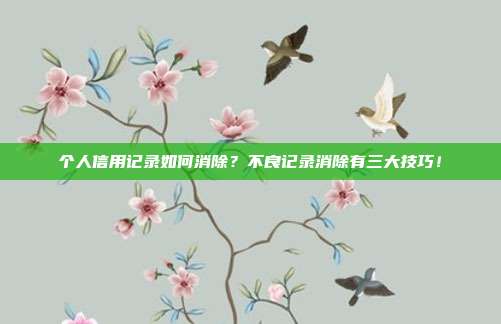 个人信用记录如何消除?不良记录消除有三大技巧!