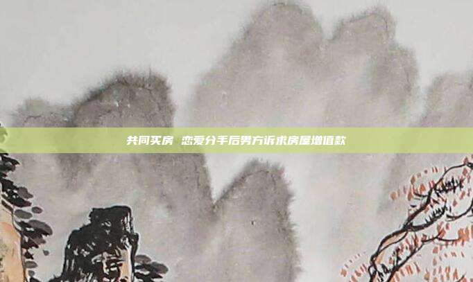 共同买房 恋爱分手后男方诉求房屋增值款