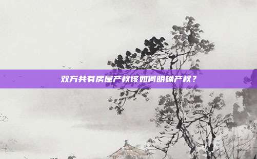 双方共有房屋产权该如何明确产权?