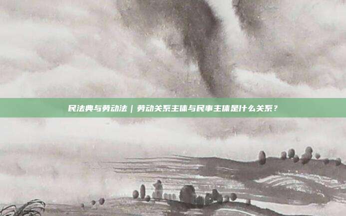 民法典与劳动法|劳动关系主体与民事主体是什么关系?