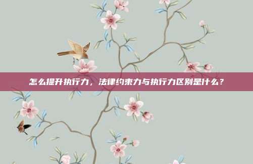 怎么提升执行力,法律约束力与执行力区别是什么?