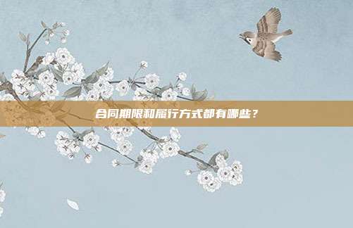 合同期限和履行方式都有哪些?
